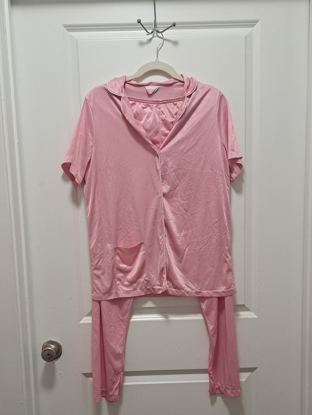 Women's Short Sleeve Button Pajama Set - Pink
